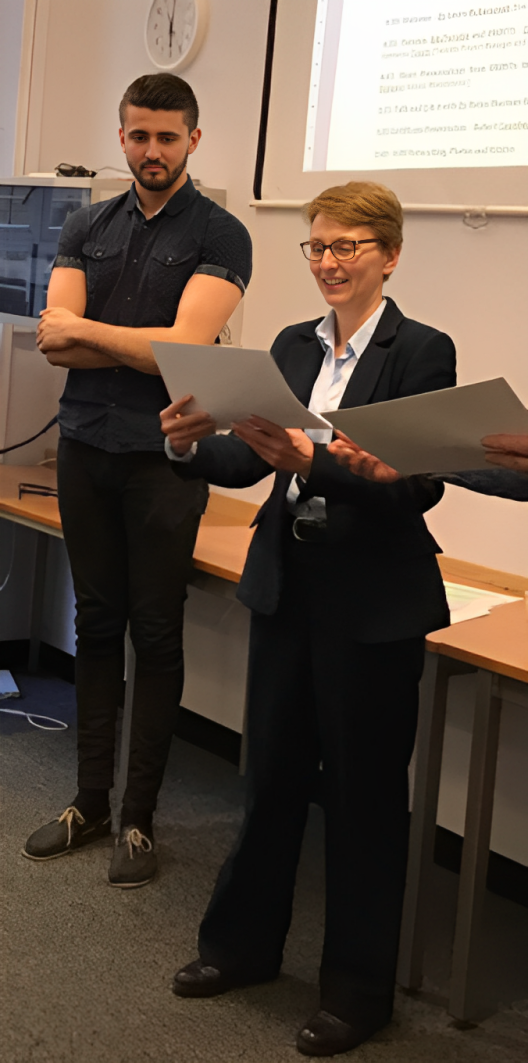 Jack S. Baker with astronaut Helen Sharman at the ORBYTS Summer School at University College London